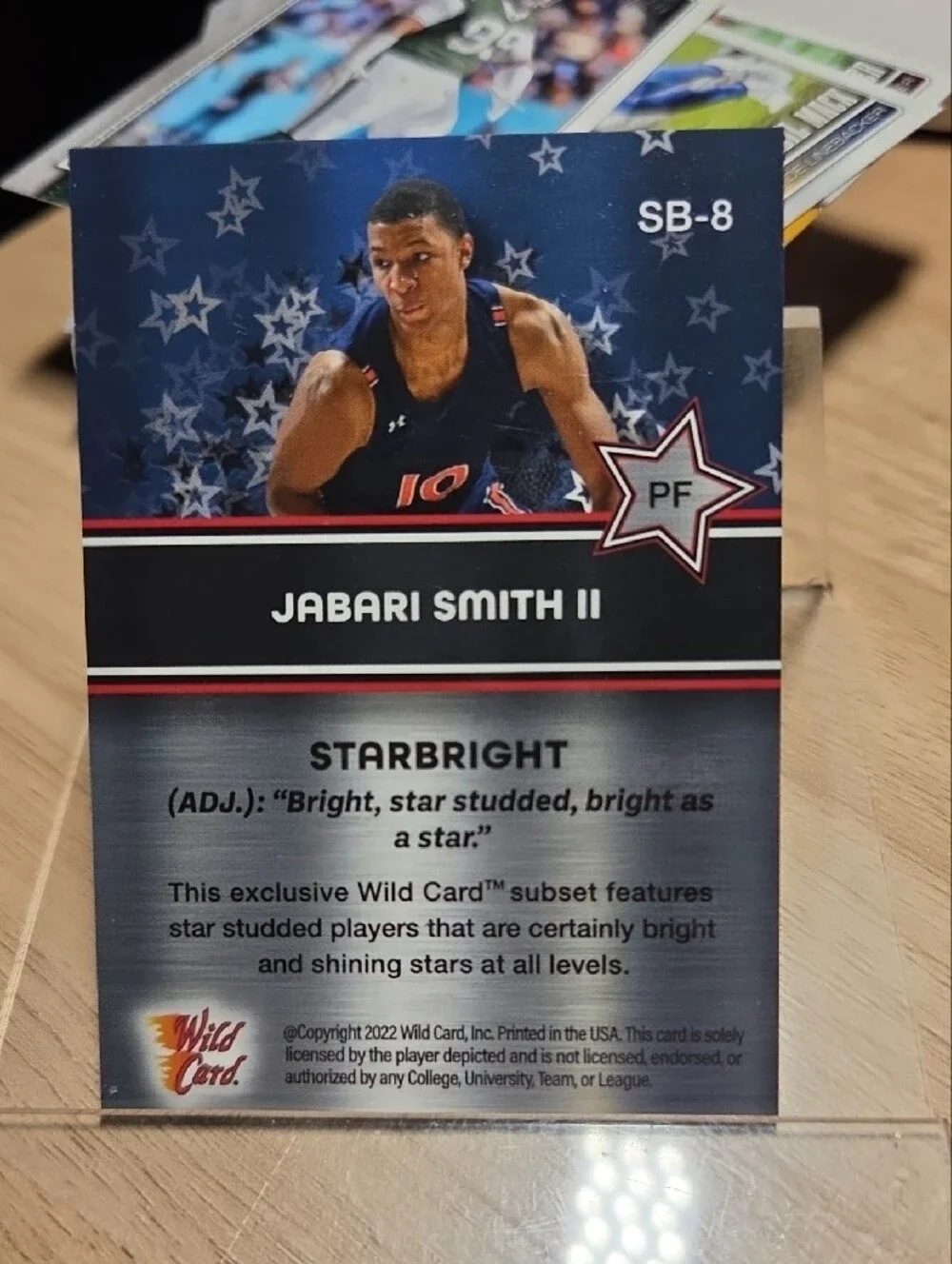 2022 Wildcard AluminAtion Starbright Trading Card - Jabari Smith II - Blue/Red